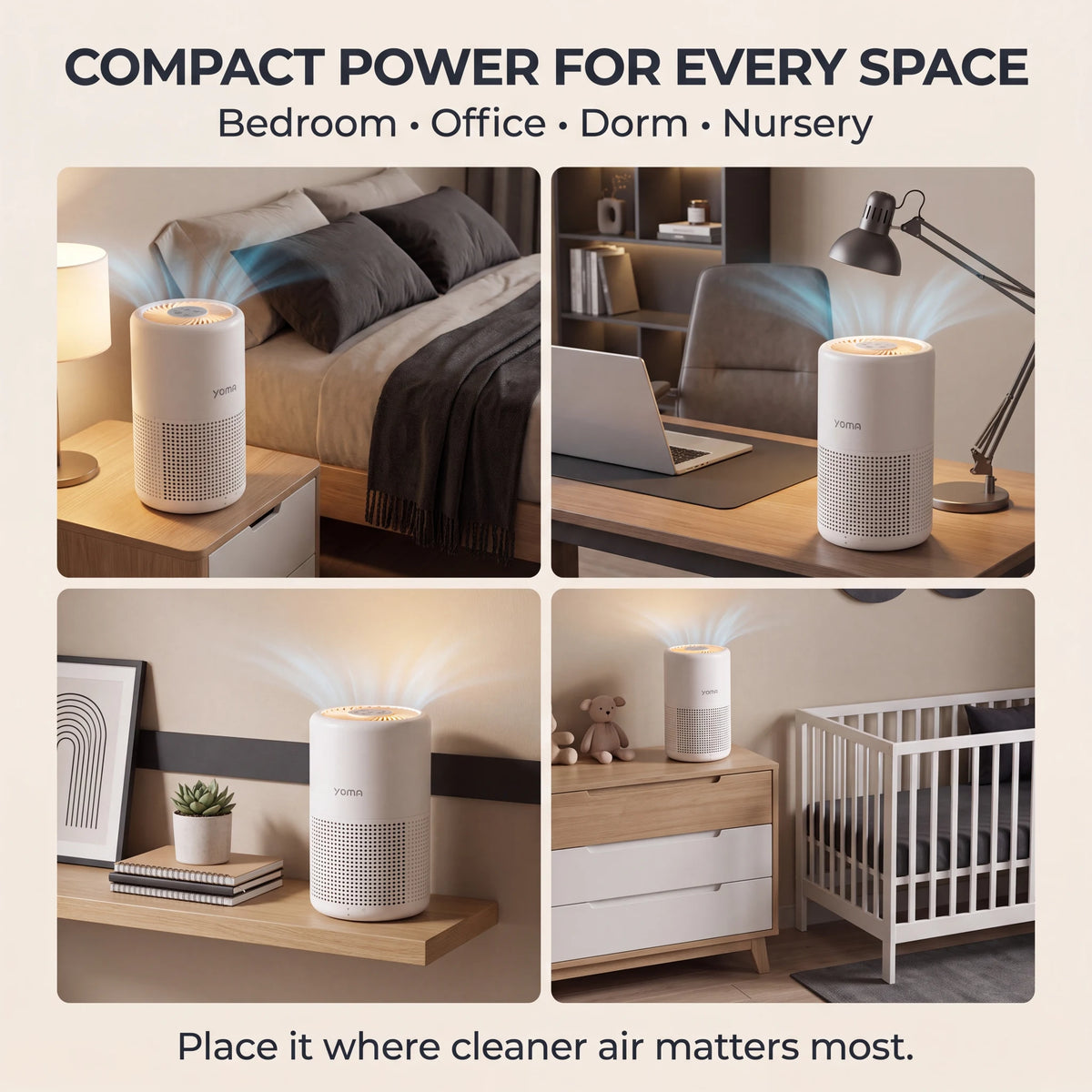Kolnar YOMA A2 air purifier sized for any room
