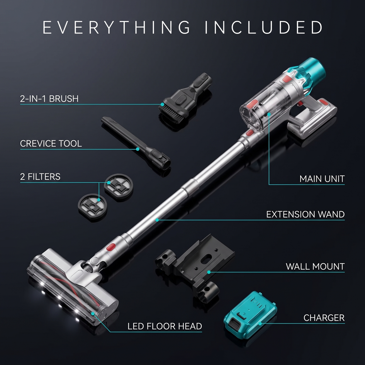 Kolnar V6 Cordless Vacuum –  50KPa Turbo Suction