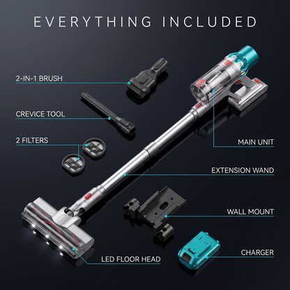 Kolnar V6 Cordless Vacuum –  50KPa Turbo Suction